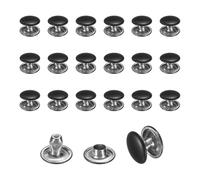 sourcing map 120 Sets Leather Rivets, 8mm Double Cap Rivets, 6mm Height Tubular Metal Studs for Leather Craft Repair and Decoration DIY Clothes, Shoes, Bags, Belts, Matt Black