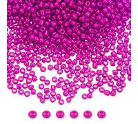 sourcing map 12000Pcs Small Glass Beads 12/0 2mm Loose Tiny Round Small Beads for Bracelet Earring Rings Jewelry Making, Fuchsia