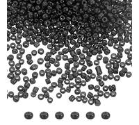sourcing map 12000Pcs Small Glass Beads 12/0 2mm Loose Tiny Round Small Beads for Bracelet Earring Rings Jewelry Making, Black