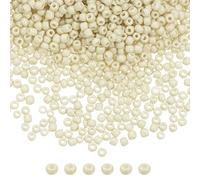 sourcing map 12000Pcs Small Glass Beads 12/0 2mm Loose Tiny Round Small Beads for Bracelet Earring Rings Jewelry Making, Cream