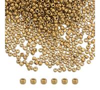 sourcing map 12000Pcs Small Glass Beads 12/0 2mm Loose Tiny Round Small Beads for Bracelet Earring Rings Jewelry Making, Gold Tone