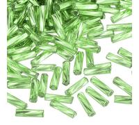 sourcing map 1200Pcs Glass Bugle Beads, 6x1.7mm Tube Mini Loose Glass Seed Spacer Bead for DIY Earrings Necklaces Bracelets Jewelry Making (Light Green)