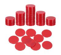 sourcing map 120Pcs 0.7 Inch Poker Chips, Plastic Bingo Chips Learning Counters Counting Counters Disks Markers Opaque Game Tokens for Game Play Math Counting, Red, Flat