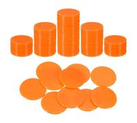 sourcing map 120Pcs 1.2 Inch Poker Chips, Plastic Bingo Chips Learning Counters Counting Counters Disks Markers Opaque Game Tokens for Game Play Math Counting, Orange, Flat