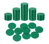 sourcing map 120Pcs 1 Inch Poker Chips, Plastic Bingo Chips Learning Counters Counting Counters Disks Markers Opaque Game Tokens for Game Play Math Counting, Dark Green, Flat