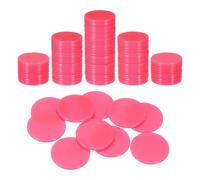 sourcing map 120Pcs 1 Inch Poker Chips, Plastic Bingo Chips Learning Counters Counting Counters Disks Markers Opaque Game Tokens for Game Play Math Counting, Pink, Flat