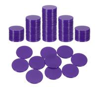 sourcing map 120Pcs 1 Inch Poker Chips, Plastic Bingo Chips Learning Counters Counting Counters Disks Markers Opaque Game Tokens for Game Play Math Counting, Purple, Flat