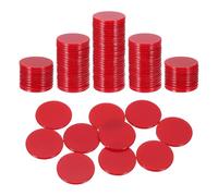 sourcing map 120Pcs 1 Inch Poker Chips, Plastic Bingo Chips Learning Counters Counting Counters Disks Markers Opaque Game Tokens for Game Play Math Counting, Red, Flat