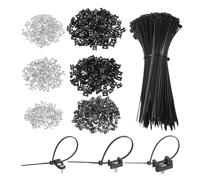 sourcing map 120pcs 19/14.65/22.6mm Cable Tie Saddle Type Mounts Base with 150mm Cable Zip Ties and M3 M4 M5 Tapping Screws, Wire Organizer Holder Clamps Set, Black