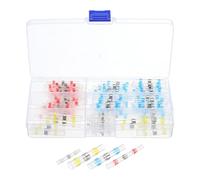 sourcing map 120pcs 26-10 AWG Solder Seal Wires Heat Shrink Butt Connectors Kit Waterproof Marine Wire Crimp with Box