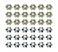 sourcing map 120pcs 2Styles Enamel Flower Bead Caps, Alloy Vintage Floral Loose Spacer Beads End Caps for Jewelry Making Necklace Bracelet DIY Crafts, Light Dark Blue/Blue-Green