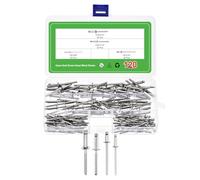 sourcing map 120Pcs 4 Sizes 304 Stainless Steel Open-End Dome-Head Blind Rivets Assortment Kit, Open-End Type Blind Rivets for DIY, Sheet Metal, Automotive Repairs, Furniture (Silver)