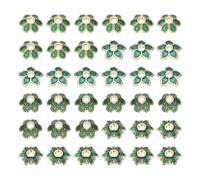 sourcing map 120pcs 4Styles Enamel Flower Bead Caps, Alloy Vintage Floral Loose Spacer Beads End Caps for Jewelry Making Necklace Bracelet DIY Crafts, Green