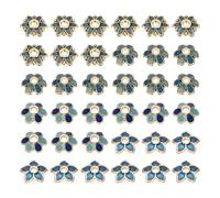 sourcing map 120pcs 4Styles Enamel Flower Bead Caps, Alloy Vintage Floral Loose Spacer Beads End Caps for Jewelry Making Necklace Bracelet DIY Crafts, Light Dark Blue/Blue-Gray/Deep Blue