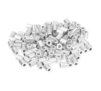 sourcing map 120Pcs Aluminum Crimping Loop Sleeve for 1/16" Diameter Wire Rope, Round Aluminum Wire Rope Sleeve for Cable Line End