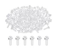 sourcing map 120Pcs Clear Acrylic Screws, M3x10mm PC Plastic Phillips Round Head Screw Metric Coarse Thread Bolts for Machine Accessories, Transparent