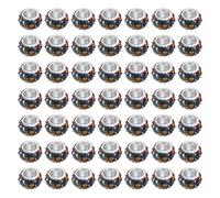 sourcing map 120Pcs European Large Hole Beads, Rhinestone Big Hole Rondelle Spacer Beads for DIY Bracelets Jewelry Making, Black Multicolor