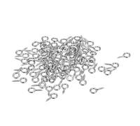 sourcing map 120Pcs Eye Screws, 304 Stainless Steel 10x5mm Small Self Tapping Screw Hooks Ring Mini Eye Pins for DIY Handwork Wooden Clay Pendants Cork Bottles, Silver