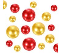 sourcing map 120Pcs Faux Pearls for Vase Fillers No Hole Pearls Beads Floating Artificial Pearls for Centerpieces Vases, Brush Holder, DIY Parts 14/20/30mm (Red/Gold)