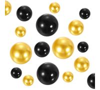 sourcing map 120Pcs Faux Pearls for Vase Fillers No Hole Pearls Beads Floating Artificial Pearls for Centerpieces Vases, Brush Holder, DIY Parts 14/20/30mm (Black/Gold)