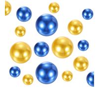 sourcing map 120Pcs Faux Pearls for Vase Fillers No Hole Pearls Beads Floating Artificial Pearls for Centerpieces Vases, Brush Holder, DIY Parts 14/20/30mm (Gold/Dark Blue)