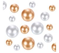 sourcing map 120Pcs Faux Pearls for Vase Fillers No Hole Pearls Beads Floating Artificial Pearls for Centerpieces Vases, Brush Holder, DIY Parts 14/20/30mm (Champagne Gold/White)