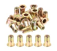 sourcing map 120Pcs Half Hex Body Flange Rivet Nut, M3 Flat Head Carbon Steel Thread Insert Nut Zinc Plated