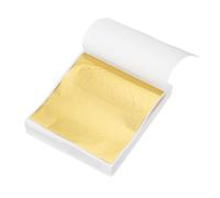 sourcing map 120pcs Leaf Sheets, 3.5" x 3.5" Metallic Foil Leaf Paper for DIY Crafts, Furniture, Nails, Paintings Decoration Gold Yellow