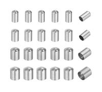 sourcing map 120Pcs Leather Cord Ends Caps, Column End Caps 2/2.5/3.1/3.6mm ID Cord Terminators White Gold Plated Brass for DIY Jewelry Making Findings Bracelet Necklace