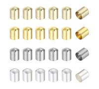sourcing map 120Pcs Leather Cord Ends Caps, Column End Caps 3.6mm ID Cord Terminators 18K Gold, 14K Gold, White Gold, Silver Plated Brass for DIY Jewelry Making Findings Bracelet Necklace