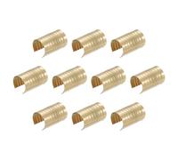 sourcing map 120Pcs Leather Rope Clips, 14 x 9mm Foldable Cylindrical Cord End Crimp Adjustable Fold Over Crimps Cord String Leather Fastener for DIY Crafts, Light Gold