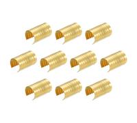 sourcing map 120Pcs Leather Rope Clips, 14 x 9mm Foldable Cylindrical Cord End Crimp Adjustable Fold Over Crimps Cord String Leather Fastener for DIY Crafts, Gold