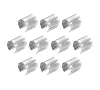 sourcing map 120Pcs Leather Rope Clips, 17 x 15mm Foldable Cylindrical Cord End Crimp Adjustable Fold Over Crimps Cord String Leather Fastener for DIY Crafts, White Silver