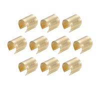 sourcing map 120Pcs Leather Rope Clips, 17 x 15mm Foldable Cylindrical Cord End Crimp Adjustable Fold Over Crimps Cord String Leather Fastener for DIY Crafts, Light Gold