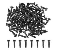 sourcing map 120Pcs M4.8 x 19mm Pan Head Self Tapping Screws, Galvanized Carbon Steel Self Drilling Screws for Metal Sheet Metal Screw, Black