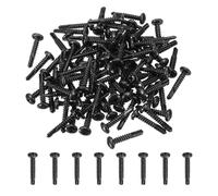 sourcing map 120Pcs M4.8 x 25mm Pan Head Self Tapping Screws, Galvanized Carbon Steel Self Drilling Screws for Metal Sheet Metal Screw, Black