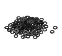 sourcing map 120Pcs M4 Nylon Flat Washers 4mm ID 8mm OD 1mm Thick Plain Washer Grommets Plastic Sheet Gasket Fastener Sealing Spacer Gasket Ring, Black