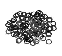 sourcing map 120Pcs M4 Nylon Flat Washers Plain Washer 4mm ID 10mm OD 0.3mm Thick Plastic Spacers for Screws Bolts Garden Faucet Plumbing Repair, Black