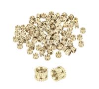 sourcing map 120Pcs M4x4x6mm Knurled Insert Nut, Brass I-Shaped Double-Pass Embedment Nuts 3D Printing Brass Nuts for 3D Printing Parts Laptop Automotive Plastic Shell