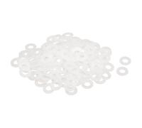 sourcing map 120Pcs M6 Nylon Flat Washers 6mm ID 12mm OD 1.5mm Thick Plain Washer Grommets Plastic Sheet Gasket Fastener Sealing Spacer Gasket Ring, White