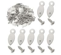 sourcing map 120pcs Picture Frame Backing Clips, 0.83" Photo Frame Turn Buttons Fasteners Hardware Corner Clip with 120pcs Screw for Hanging Pictures Craft Drawings, Melon-Seed Shaped Silver