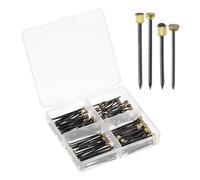 sourcing map 120Pcs Picture Hanging Nails, 4 Sizes Iron Decorative Hangers Reusable Hardware Tool for Hanging Pictures Mirrors Baskets, Gold & Black