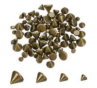 sourcing map 120Pcs Punk Spike Pointed Cone Studs 4 Size Resin Hand Sewing Rivets Cone Studs Flat Back Punk Spikes for Sew on DIY Crafts Leather Clothes Belt Bags Jewelry Decoration,Aged Bronze