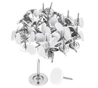 sourcing map 120Pcs Push Pins, 11mmx15mm Round Flat Head Decorative Thumb Tacks Upholstery Tacks for Cork Board Office Wall Hangings, White