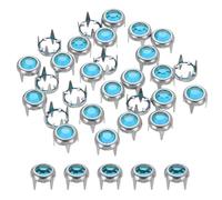 sourcing map 120Pcs Rhinestone Stud Refills, 6mm/0.24" Rhinestone Claw Beads Nailhead, Rivets Metal Spikes Rivet Decorative for DIY Leather Craft Making Purse Clothing Shoes Belt, Sky Blue