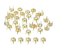 sourcing map 120Pcs Rhinestone Stud Refills, 6mm/0.24" Rhinestone Claw Beads Nailhead, Rivets Metal Spikes Rivet Decorative for DIY Leather Craft Making Purse Clothing Shoes Belt, Gold White