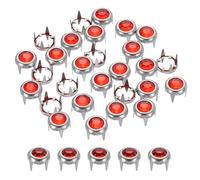 sourcing map 120Pcs Rhinestone Stud Refills, 6mm/0.24" Rhinestone Claw Beads Nailhead, Rivets Metal Spikes Rivet Decorative for DIY Leather Craft Making Purse Clothing Shoes Belt, Red