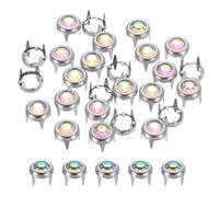 sourcing map 120Pcs Rhinestone Stud Refills, 6mm/0.24" Rhinestone Claw Beads Nailhead, Rivets Metal Spikes Rivet Decorative for DIY Leather Craft Making Purse Clothing Shoes Belt, AB Color