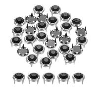 sourcing map 120Pcs Rhinestone Stud Refills, 8mm/0.31" Rhinestone Claw Beads Nailhead, Rivets Metal Spikes Rivet Decorative for DIY Leather Craft Making Purse Clothing Shoes Belt, Black