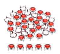 sourcing map 120Pcs Rhinestone Stud Refills, 8mm/0.31" Rhinestone Claw Beads Nailhead, Rivets Metal Spikes Rivet Decorative for DIY Leather Craft Making Purse Clothing Shoes Belt, Red